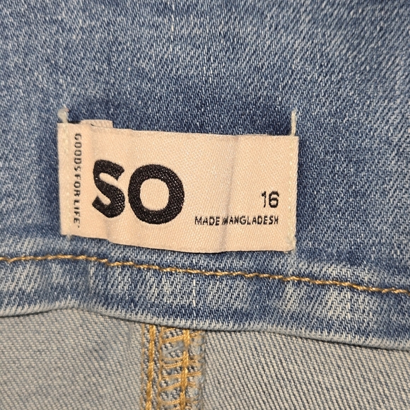 SO Distressed Jeans Overalls Shorts Girls size 16 - Picture 7 of 8